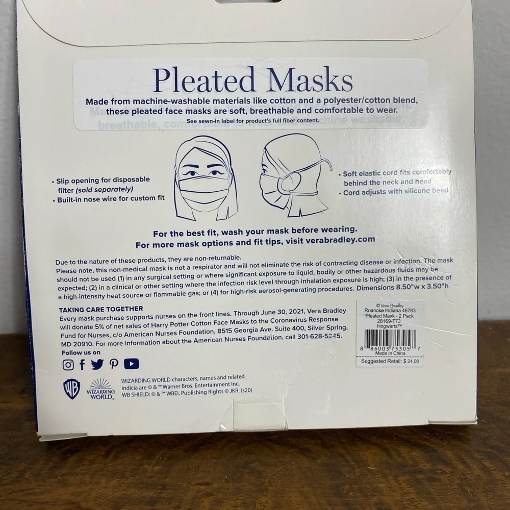 Harry Potter face mask by Vera Bradley new in box